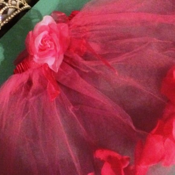 NEW IN PACKAGE *Hot Pink Ballet Tutu with Rose Petals in Skirt and Rose on Waist - Picture 3 of 6